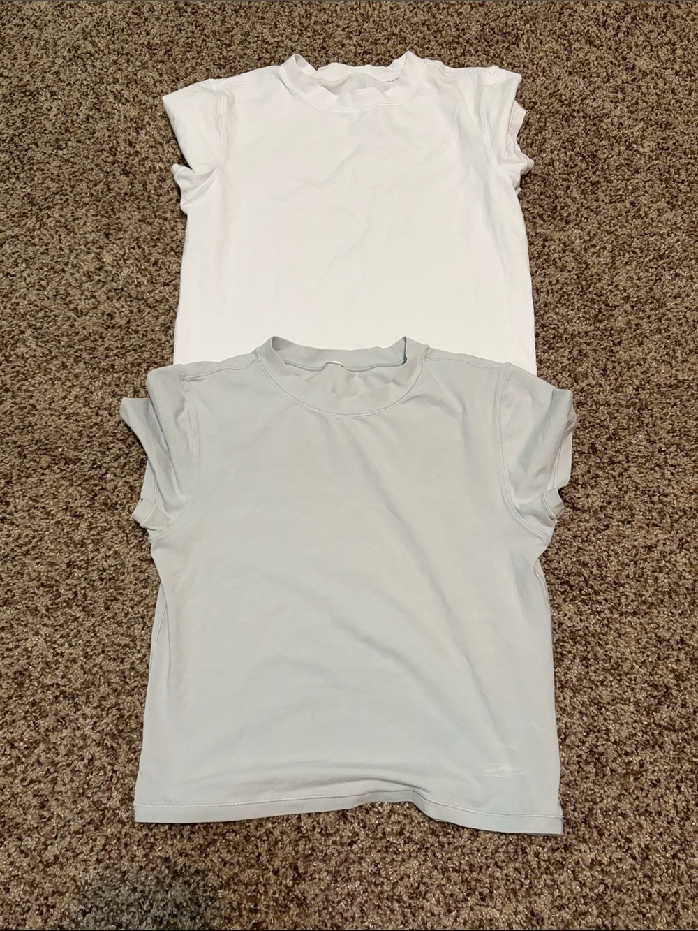 Classic White and Light Gray Crew Neck Girls T-Shirts